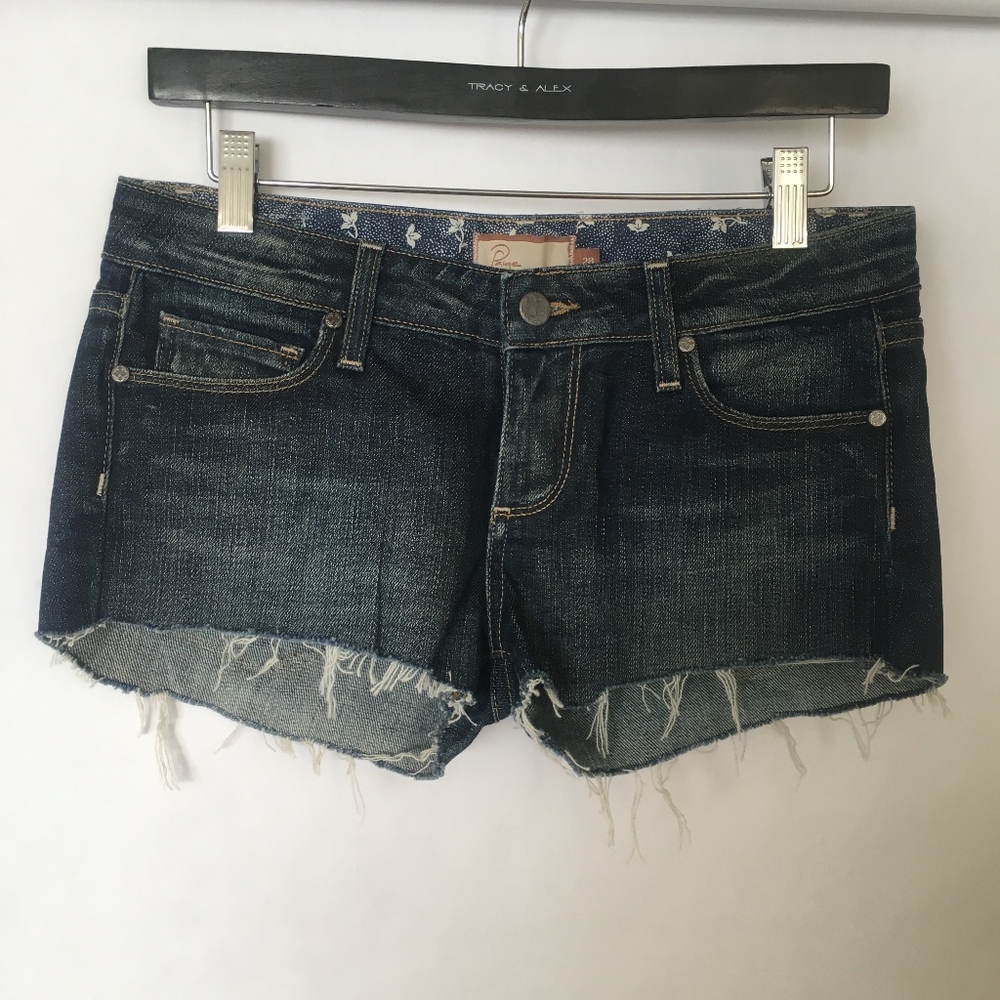 Paige cloverdale cut off shorts in a medium wash - Picture 3 of 4